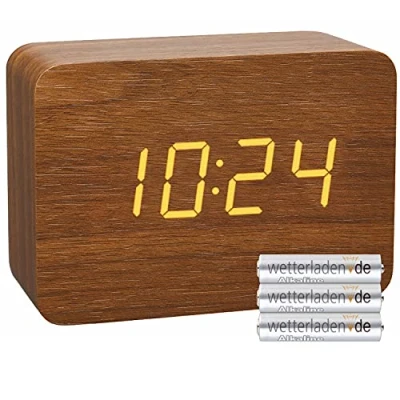 Image de TFA Dostmann Design 60.2549 Radioréveil clocco, aspect bois (marron avec piles)