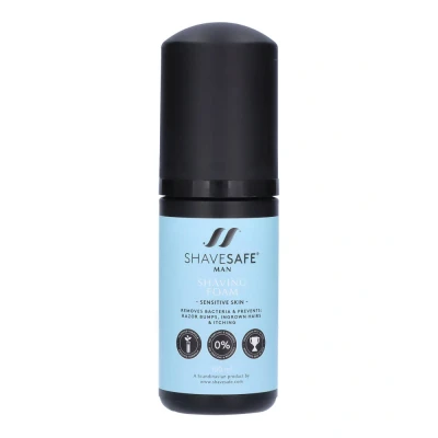 Image de ShaveSafe Mousse à Raser Homme Peau Sensible Shaving Foam for Men Sensitive Skin Enlève les Bactéries et Prévient Bosses du Rasoir, Ingrédients Antiallergiques Produit Scandinave, 100ml