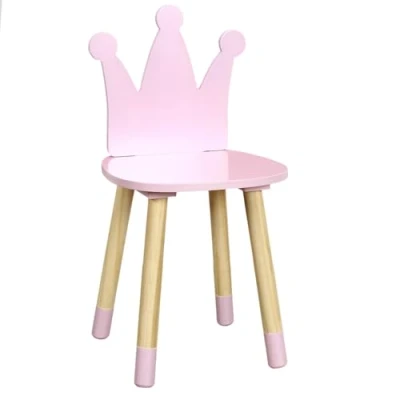 Image de HOME DECO KIDS HD6922 Chaise Couronne Rose Enfant Chambre Mobilier Decoration Meuble, Bois PIN, 28 x 27 54