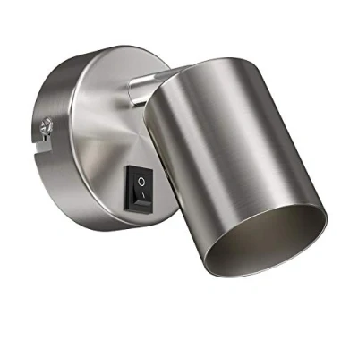 Image de ledscom.de Applique WAIKA, interrupteur, inox mat, ronde, 1x GU10 max. 60W, applique, lampe murale, spot mural, de lecture, lit, chevet, lecture
