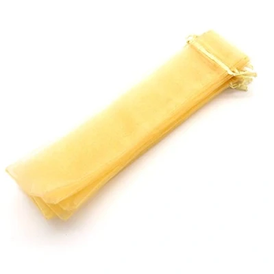 Image de 50 Pochettes couleur Or en Organza Taille 26 cm x 6 Idéal pour Objet Long (Eventails, Stylos, ...) (Or)