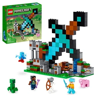 Image de LEGO Minecraft L’Avant Poste de l’Épée Jouet Construction avec Figurines Creeper, Guerrier Gardien et Squelette Idée Cadeau d&#039;anniversaire Enfants 8 Ans 21244