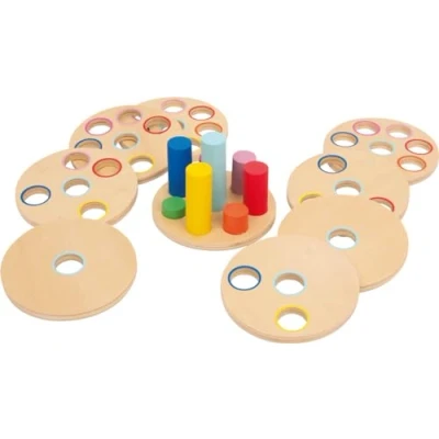 Image de small foot 3386 Jeu de réflexion &quot;Logisteck&quot; en bois, 8 disques et baguettes colorées sur socle, à partir 1,5 ans