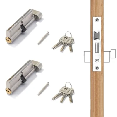 Image de Jeu de 2 Cylindres à Bouton KD Verrouillage Simultané 80 mm 40/40 Barillet Serrure Porte avec 6 Clés (80)
