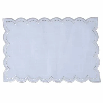 Image de Set de Table Blanc 30 x 45 cm en Polyester, Bord festonné Argent, Xmas