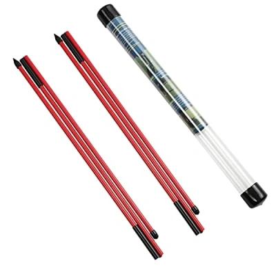Image de Rhino Valley Indicateur de Direction Bâton, Lot 2 Bâtons d&#039;Entraînement Swing Golf, d&#039;Alignement Golf en Fibre Verre avec Un Tube Rangement Aide Vous à Entraîner, Rouge