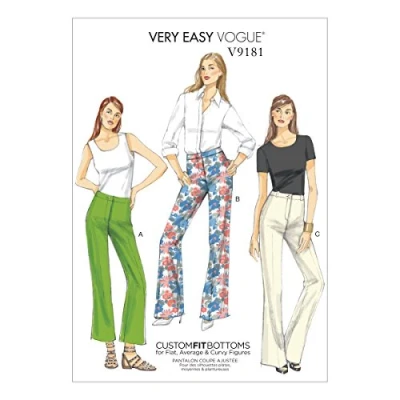 Image de Vogue Patterns 9181, Pantalon pour femme, tailles 34 42, multicolore, A5 (34 36 38 40 42)