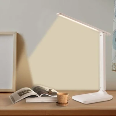 Image de aweskmod lampe de bureau, table LED, pliable 3 couleurs niveaux d&#039;éclairage,USB charge,contrôle tactile,avec protection des yeux LED lumière bureau pour enfants étude, travail,