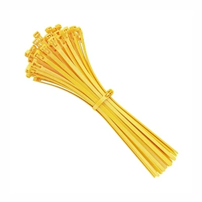 Image de intervisio Collier de Serrage Réutilisable Plastique, 200 mm x 7,6 mm, Attache Câble Réutilisables, Serre Câbles Rilsan Nylon, Colliers Cable 200mm, Jaune, Lot 100 Pièces