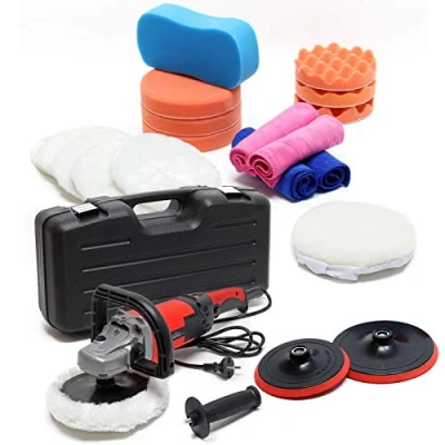 Image de WilTec Machine à polir Meuleuse Set 26 pcs. 1500 W 3000 t/Min Max. Polisseuse 6 Niveaux Rectifieuse