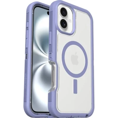 Image de Otterbox Coque Defender XT MagSafe pour iPhone 16 Plus, Antichoc, Anti Chute, Robuste, supporte 7X Plus de Chutes Que la Norme Militaire, Transparent/Violet