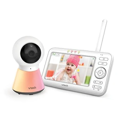 Image de VTech BM5254 indoor Babyphone Vidéo Color Night Light 720p Écran 5&#039;&#039; Veilleuse et Berceuses Version FR, Blanc