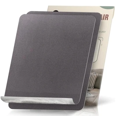 Image de Patch Tissu Autocollant, 23x28 cm 2 pièces Toile Imperméable Autocollant pour Canapé Tente Meuble Siège Voiture Chaise Longue, Gris foncé