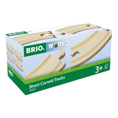 Image de BRIO World 33337 Petits Rails Courbes 90 mm Accessoire pour circuit de train en bois Jouet garçons et filles à partir 3 ans