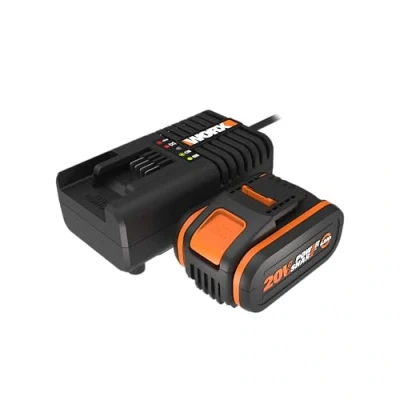 Image de WORX Kit de Démarrage Pack Batterie Lithium et Chargeur Rapide 20V / 4 Ah 1 Heure Charge Compatible Avec Tous les Outils sans Fil Powershare WA3604