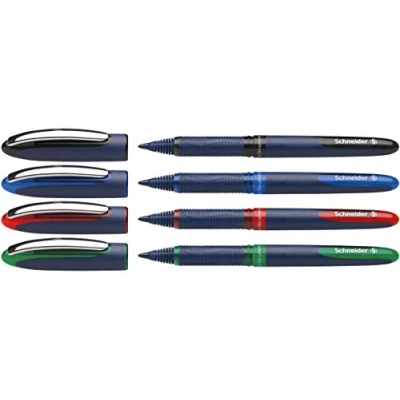 Image de Schneider 183094 One Business (Stylos rollers à encre liquide, non rétractable) Pochette de 4 (Noir/Rouge/Bleu/Vert)