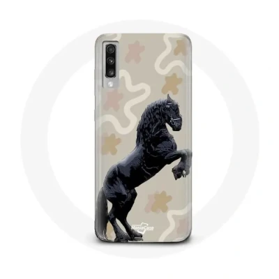 Image de Coque pour Samsung Galaxy A70 Frison Noir Race de cheval