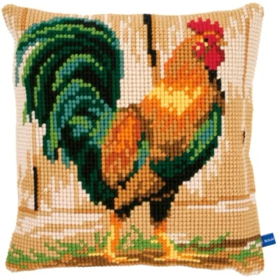 Image de Kit coussin au point de croix Coq fier