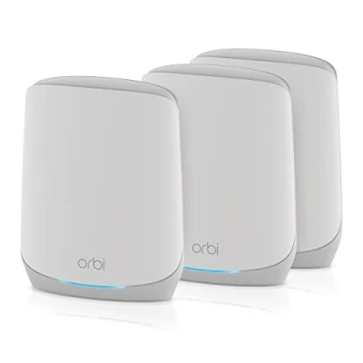 Image de NETGEAR Système Mesh WiFi 6 Tri Band Orbi (RBK763S), Pack de 3, AX5400, jusqu&#039;à 5.4 Gbit/s, Couverture 525m², Murs épais, Compatible toutes générations Box, Armor Offert Pendant 1 an
