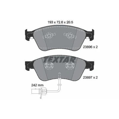 Image de TEXTAR 2389601 Jeu de plaquettes frein avec contact du palpeur d&#039;usure intégré AUDI: A8 D3, A6 C6 Berline, VOLKSWAGEN: Phaeton