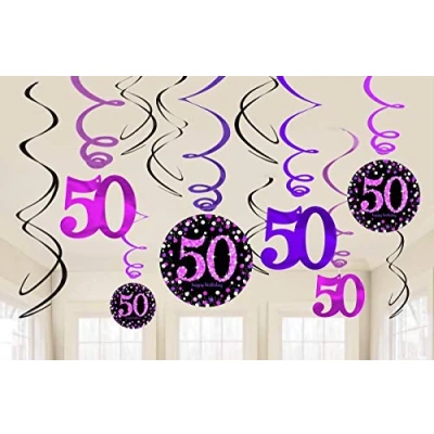 Image de Décoration tourbillon 50 étincelant noir rose