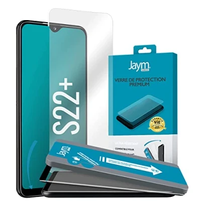 Image de JAYM Verre de Protection Premium pour Samsung Galaxy S22 Plus Plat 2.5D Garanti à Vie Renforcé 9H Ultra Résistant Qualitée supérieure Asahi Applicateur sur Mesure Inclus Neuf