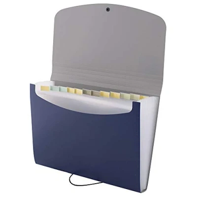 Image de D.RECT 5888 Trieur Extensible à 12 compartiments Accordéon de Bureau Organisateur Bleu Format A4 7538