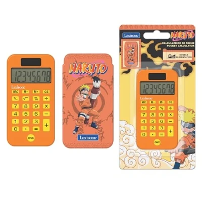 Image de Lexibook, Naruto, Calculatrice de Poche avec Couvercle Protection, Fonctions Classiques et évoluées, à Piles Solaire, Orange, C45NA