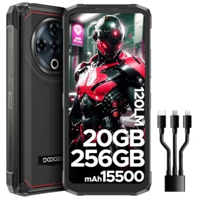 Image de DOOGEE Fire6 Power Telephone Portable Incassable 15500mAh/33W, 20+256GB, Lampe de Poche Top 120LM, Android 14 Smartphone Incassable, 50MP AI Caméra, 6,56 IPS, NFC/Face ID/OTG/3 Fentes pour Cartes