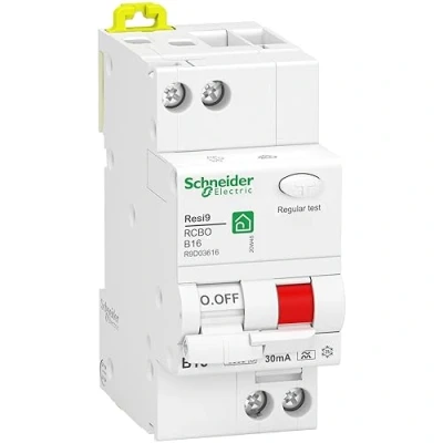 Image de Schneider Electric 1334260 SCHN FI/LS Interrupteur Resi9 1P+N 16A B Char. 30 mA Type A 6 kA Commutateur, Gris, Ausschaltevermögen 6kA