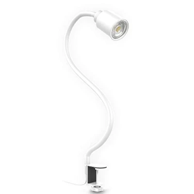 Image de B.K.Licht lampe de lecture LED, pivotante &amp; inclinable avec bras flexible, ampoule LED GU10 5W, 3000K, à pince pour bureau chevet, blanche