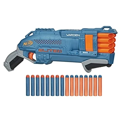 Image de Nerf Elite 2.0, Blaster Warden DB 8, 16 fléchettes Officielles, Tire 2 d&#039;un Coup, Rail Tactique pour Personnaliser, Tir à Pompe, Multicolore, L