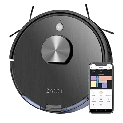 Image de ZACO A10 aspirateur Robot laveur connecté avec WiFi App Alexa, navigation laser 360, cartographie, nettoyage personalisé, nettoyeur de sol silencieux pour poils animaux cheveux tapis