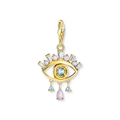 Image de THOMAS SABO Breloque œil bleu en Argent sterling 925 plaqué or jaune 750 de qualité supérieure Dimensions : 35 x 20 mm 1926 971 7, taille unique, sterling, Zircone cubique