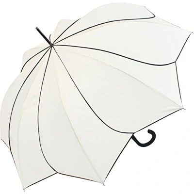 Image de Pierre Cardin Grand parapluie canne pour femmes Solide Avec système automatique Motif : tournesol, Blanc., 105 cm