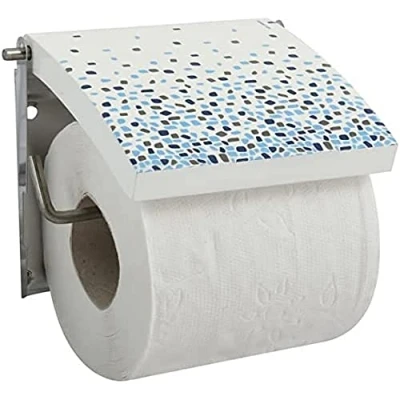 Image de Porte Rouleau Papier Wc Mural Mdf Inox BREST Bleu MSV