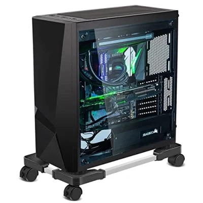 Image de Whchiy Support de CPU pour ordinateur bureau universel réglable avec 4 roulettes sous