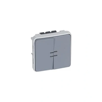 Image de Legrand 069519 Interrupteur ou Va et Vient Lumineux + Poussoir Inverseur NO+NF Étanche Plexo Composable IP55, 10AX, 250V, Gris