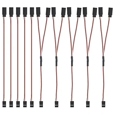 Image de MMOBIEL 10 pcs : 5 rallonges servo 3 broches / X câbles Y pour panneaux de commande drone, voiture, robot télécommandé, etc.