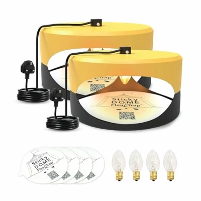Image de ASPECTEK Piège à puces Sticky dôme avec 2 Discs. sans Odeur, Non Toxique, pièges Insectes, sûr pour Une Utilisation en intérieur, Les Enfants et Animaux Lot de Yellow and Dark Gray