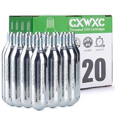 Image de CXWXC Kit Cartouche CO2 16g, Cartouches filetées de 16 g Compatible avec Les valves Presta et Schrader