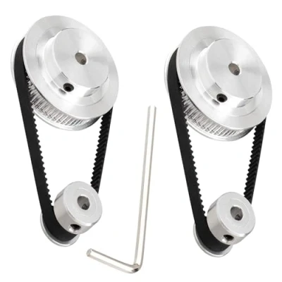 Image de TUZUK Lot de 2 roues synchrones GT2 20 et 60 dents, alésage 10 mm, poulie distribution en aluminium avec courroies longueur 200 largeur 6 mm (20 60T 10B 6)