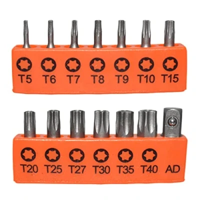 Image de NOPOXA Lot d&#039;embouts de tournevis multifonctions 25 mm T5 T6 T7 T8 T9 T10 T15 T20 T25 T27 T30 T35 T40