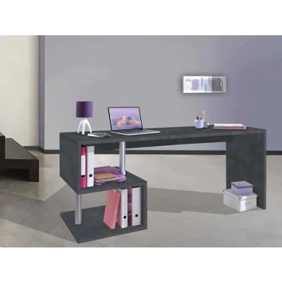 Image de Dmora moderne à elles studio avec étagère, fabriqué en Italie, table d&#039;ordinateur, bureau pour PC, 180 x 60 78 cm, couleur gris cendré, Bois, Big