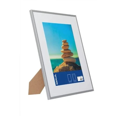 Image de MAUL Cadre Photo MAULdesign en Aluminium Format Portrait ou Paysage Avec Insert Passe Partout Amovible Verre Plastique 30 x 40 cm Argenté