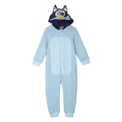 Image de Bluey Pyjama d&#039;hiver pour Enfants Couleur Bleue Taille 5 Ans Une Pièce avec Fermeture Éclair Combinaison 100% Polyester Coral Fleece