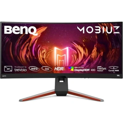 Image de BenQ MOBIUZ EX3415R Écran Curved Gaming (34 Pouces, IPS, Ultrawide, 1440P, 144 Hz, 1ms, HDR 400, FreeSync Premium Pro, télécommande)