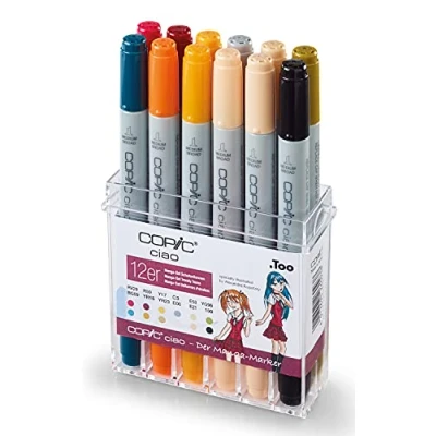 Image de COPIC Ciao Manga set « Uniformes scolaires », de 12 dans un présentoir en acrylique, Twin Marker avec une pointe moyenne et brush