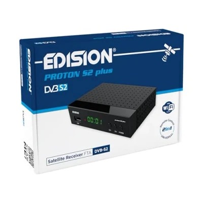 Image de EDISION Proton S2 Plus Full HD récepteur Satellite DVB FTA, Unicable Soutien, USB Wi FI LAN, HDMI, SCART, SPDIF, IR, Lecteur multimédia USB, Télécommande Universelle 2en1
