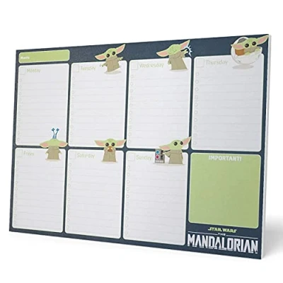 Image de Grupo Erik Bloc Notes A4 The Mandalorian, Grogu Child Semainier Sous Main Bureau, Planner Hebdomadaire Papeterie de To Do List, Blocs Mémo, Fournitures Scolaires